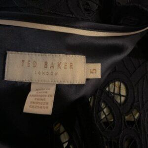 #4 Ted Baker Navy Blue Eyelet Sheath Dress – Size 5